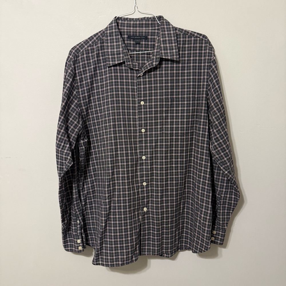 John Varvatos Black and White Checkered Shirt